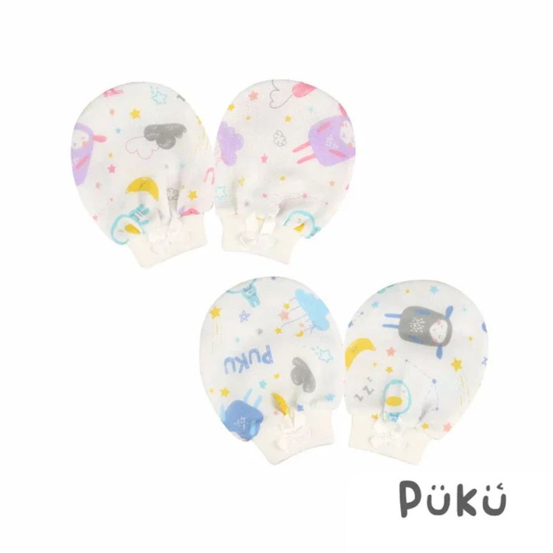 Puku 紗布印花手套0~12m適用