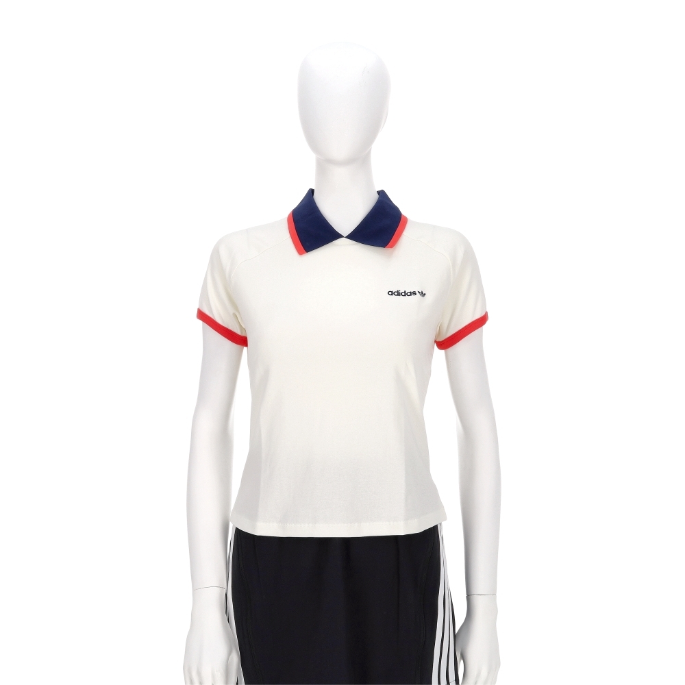 Adidas Short Polo 女款 白色 短版 修身 Polo衫 羅紋 休閒 短袖 KF9611