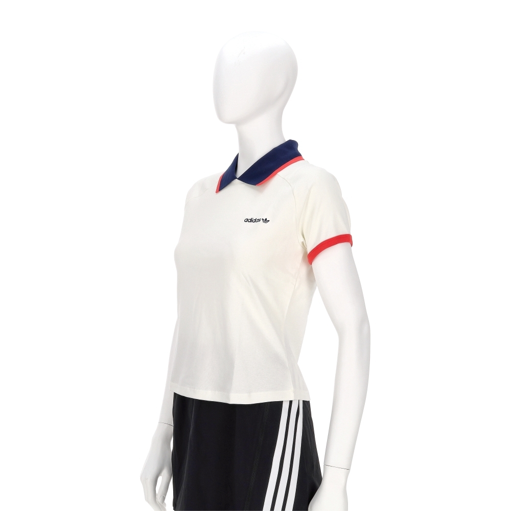 Adidas Short Polo 女款 白色 短版 修身 Polo衫 羅紋 休閒 短袖 KF9611