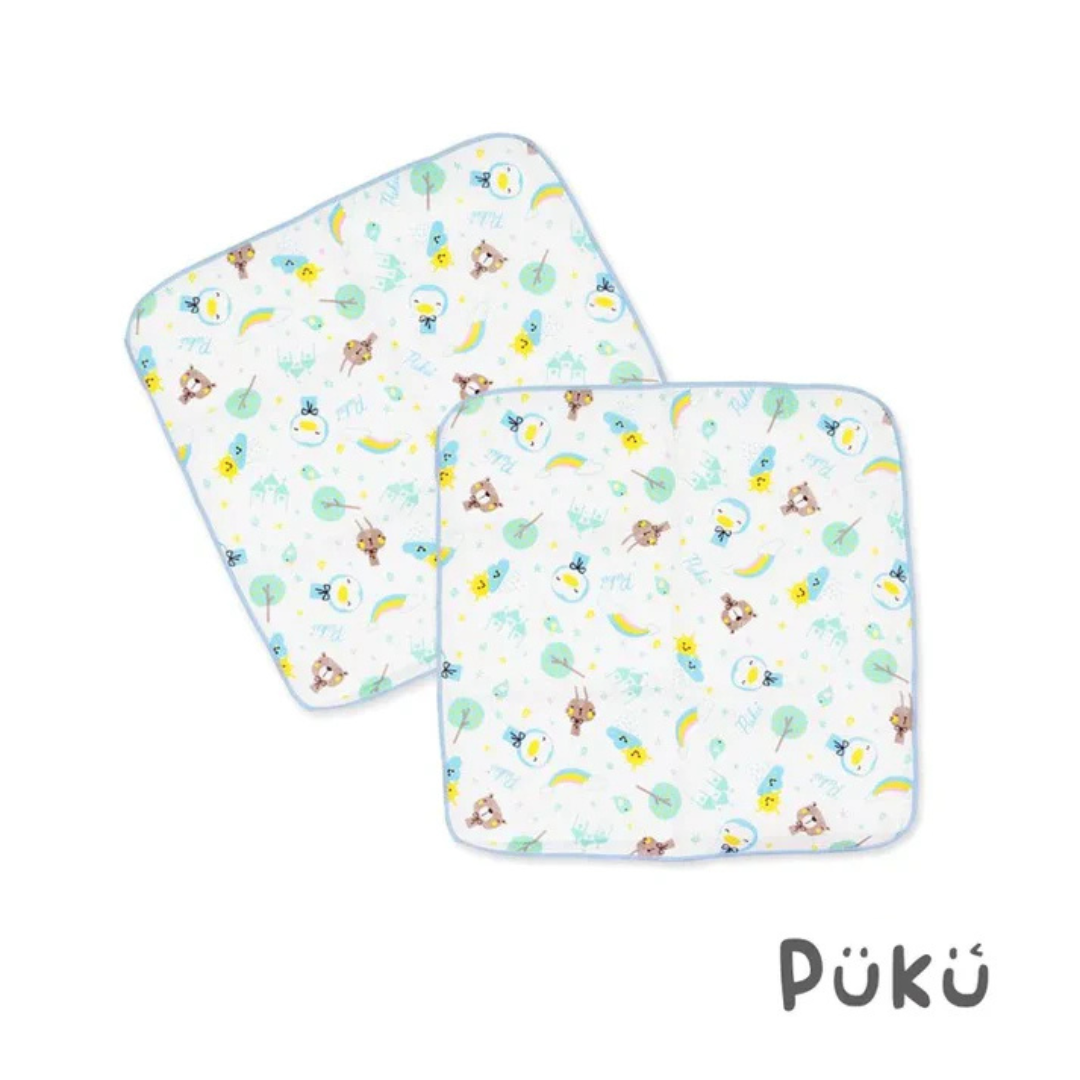 Puku 印花紗布手帕(2入)藍-30*30cm