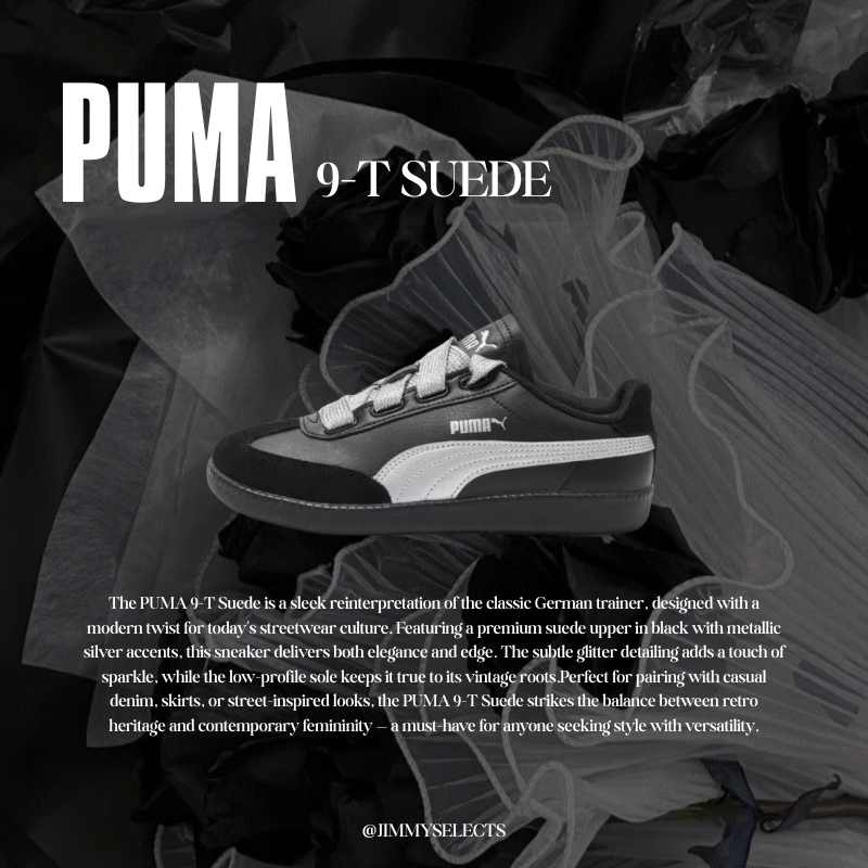 【代購】PUMA 9-T SUEDE 黑銀 / 灰銀 銀蔥 復古德訓鞋｜女款薄底休閒鞋