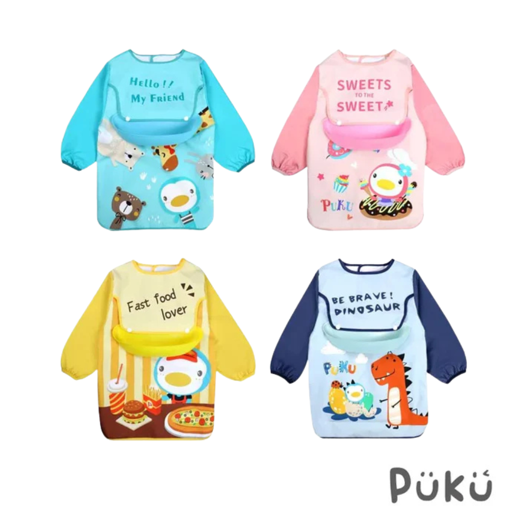 Puku My Color 防水長袖圍兜畫畫衣