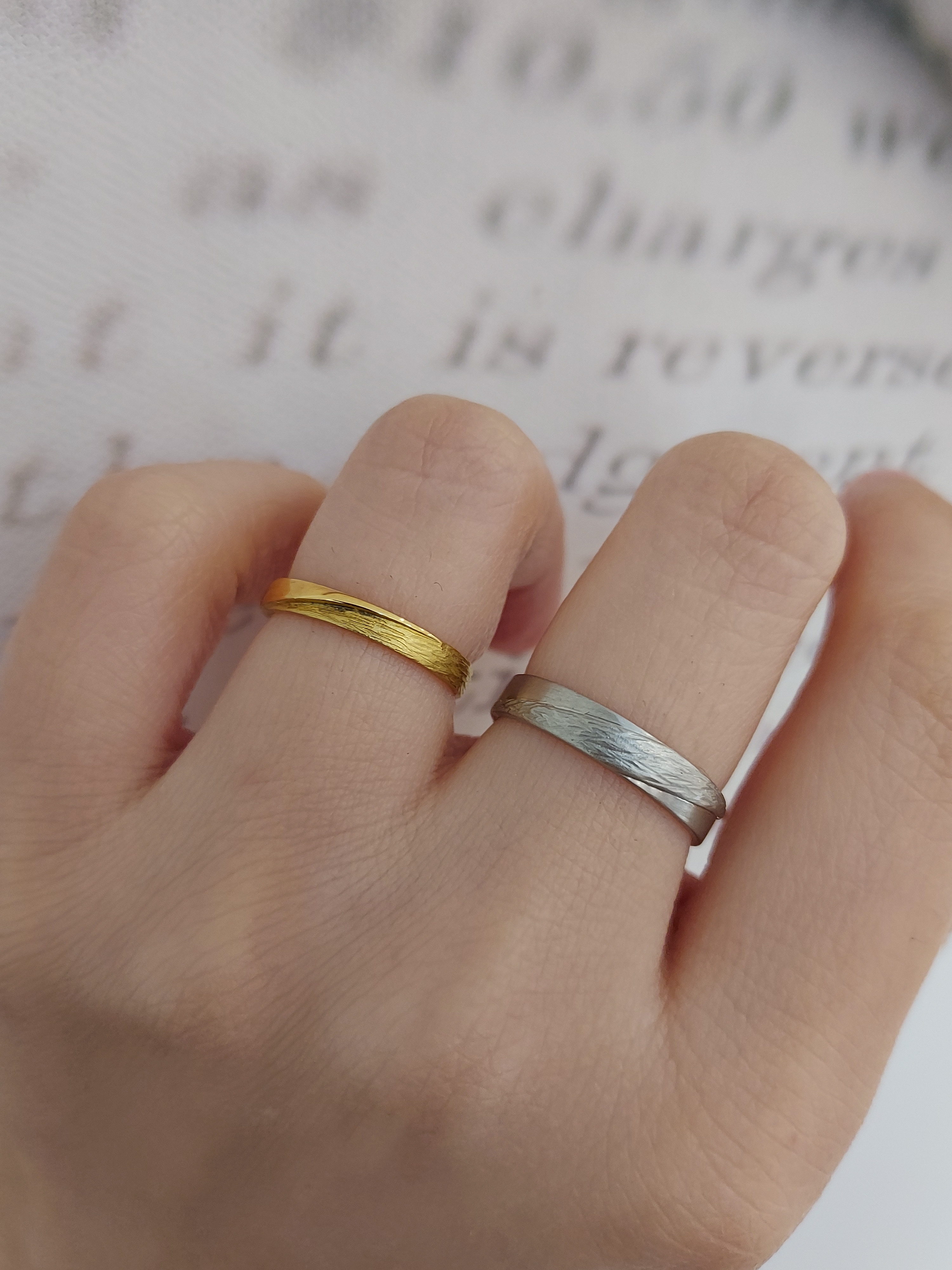 日本PT950鉑金/18K黃金結婚戒指 - せせらぎ (細水長流)