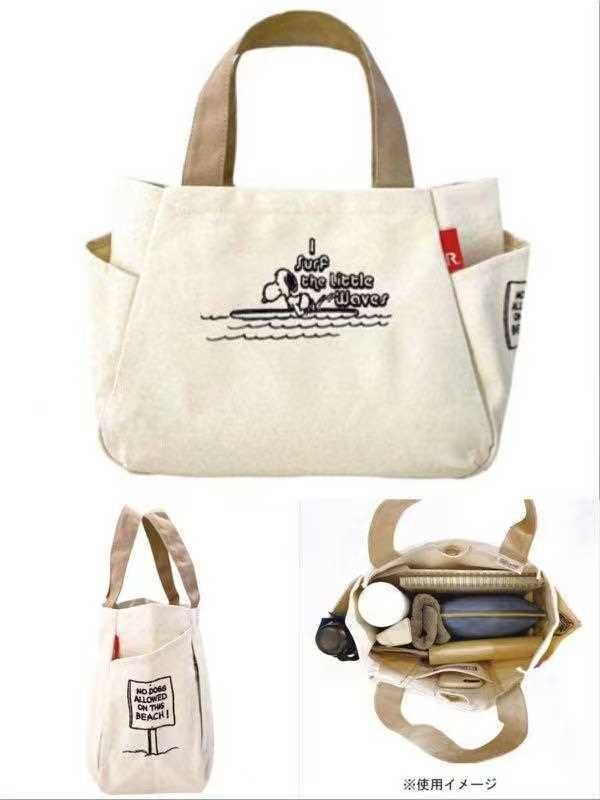 日系PEANUTS ROOTOTE史努比卡通帆布包白色大號