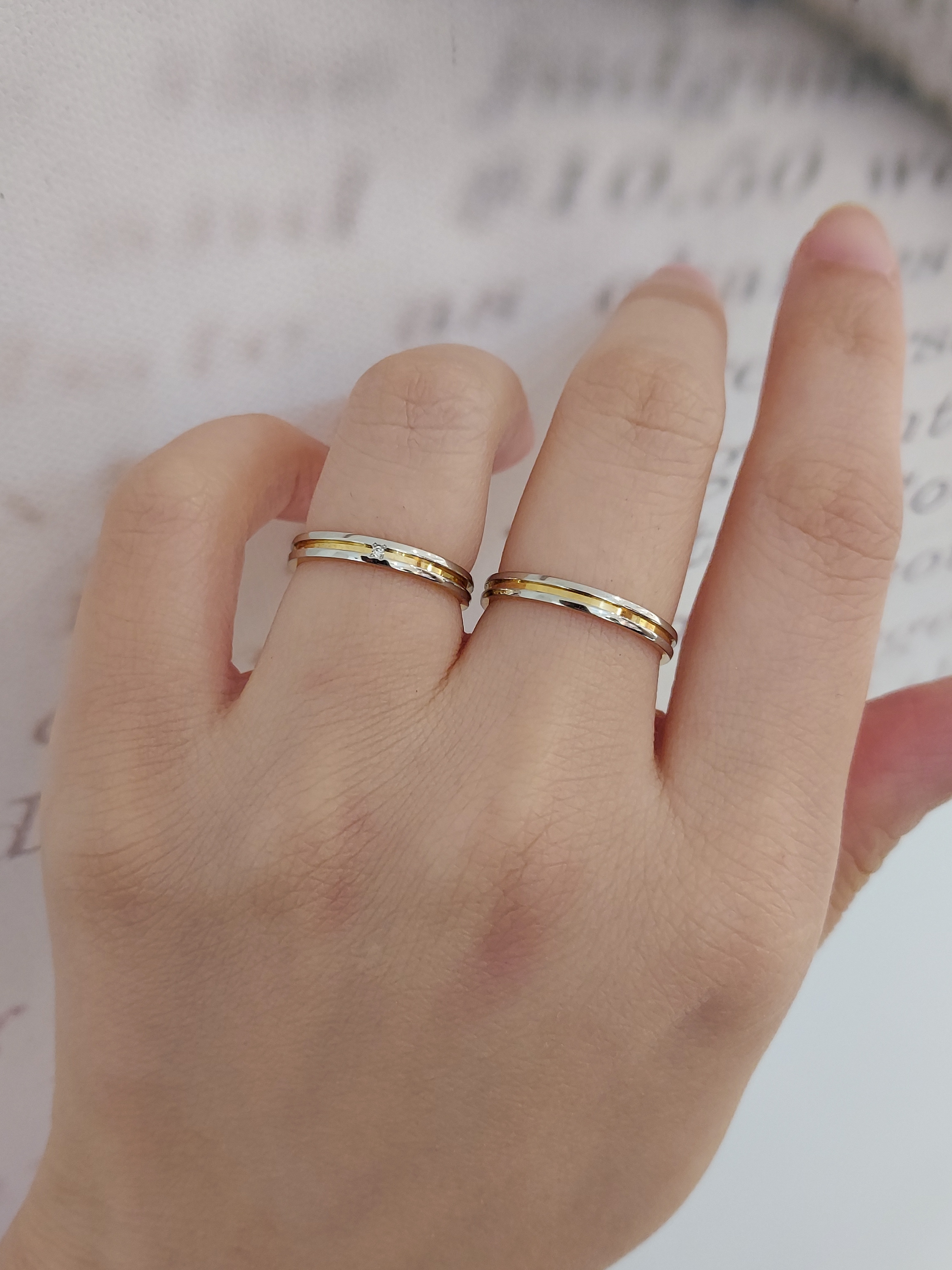 Honey B - Himawari PT900鉑金 / 18K黃金天然鑽石戒指