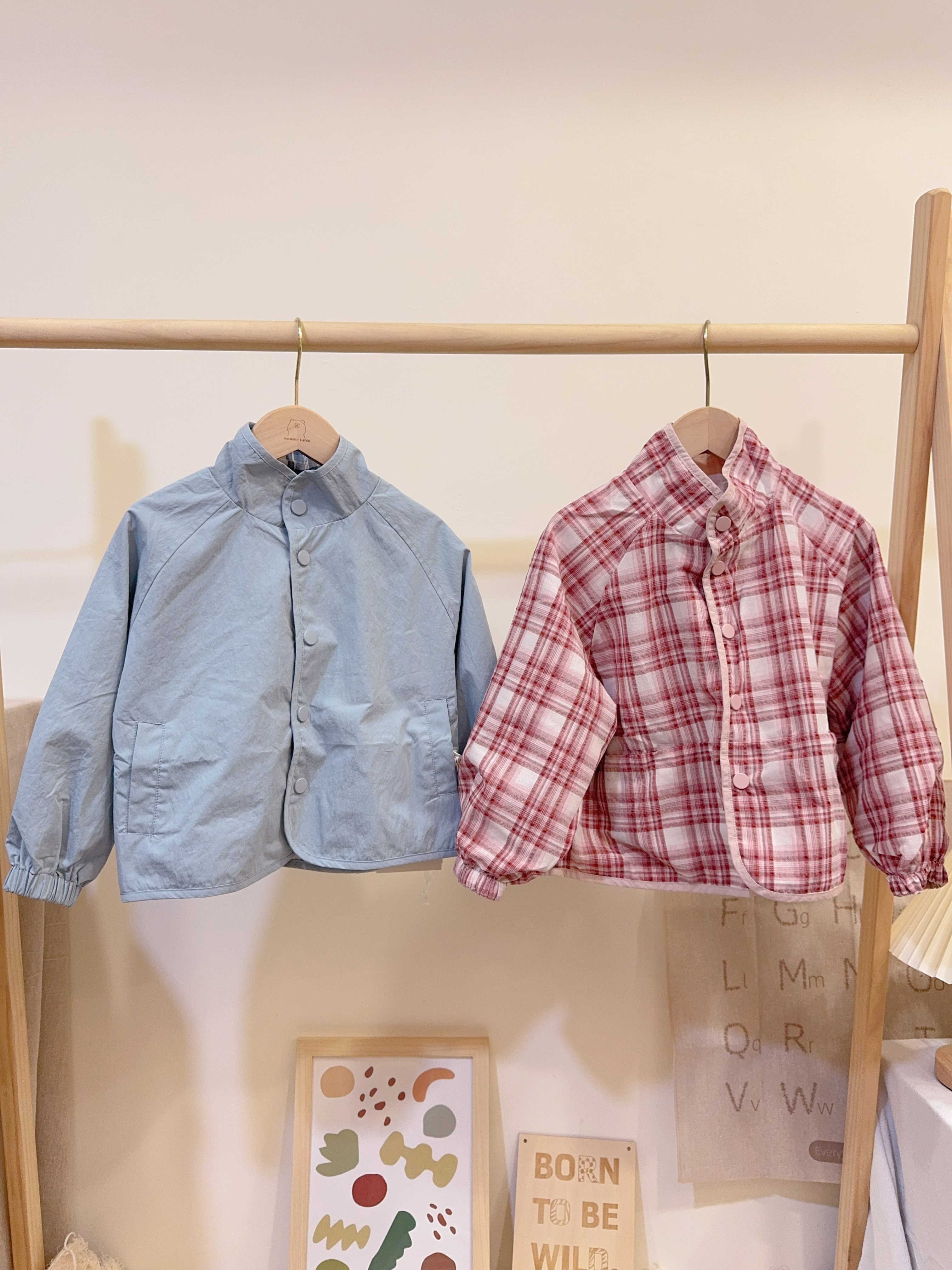 55321雙面穿格子立領外套c16