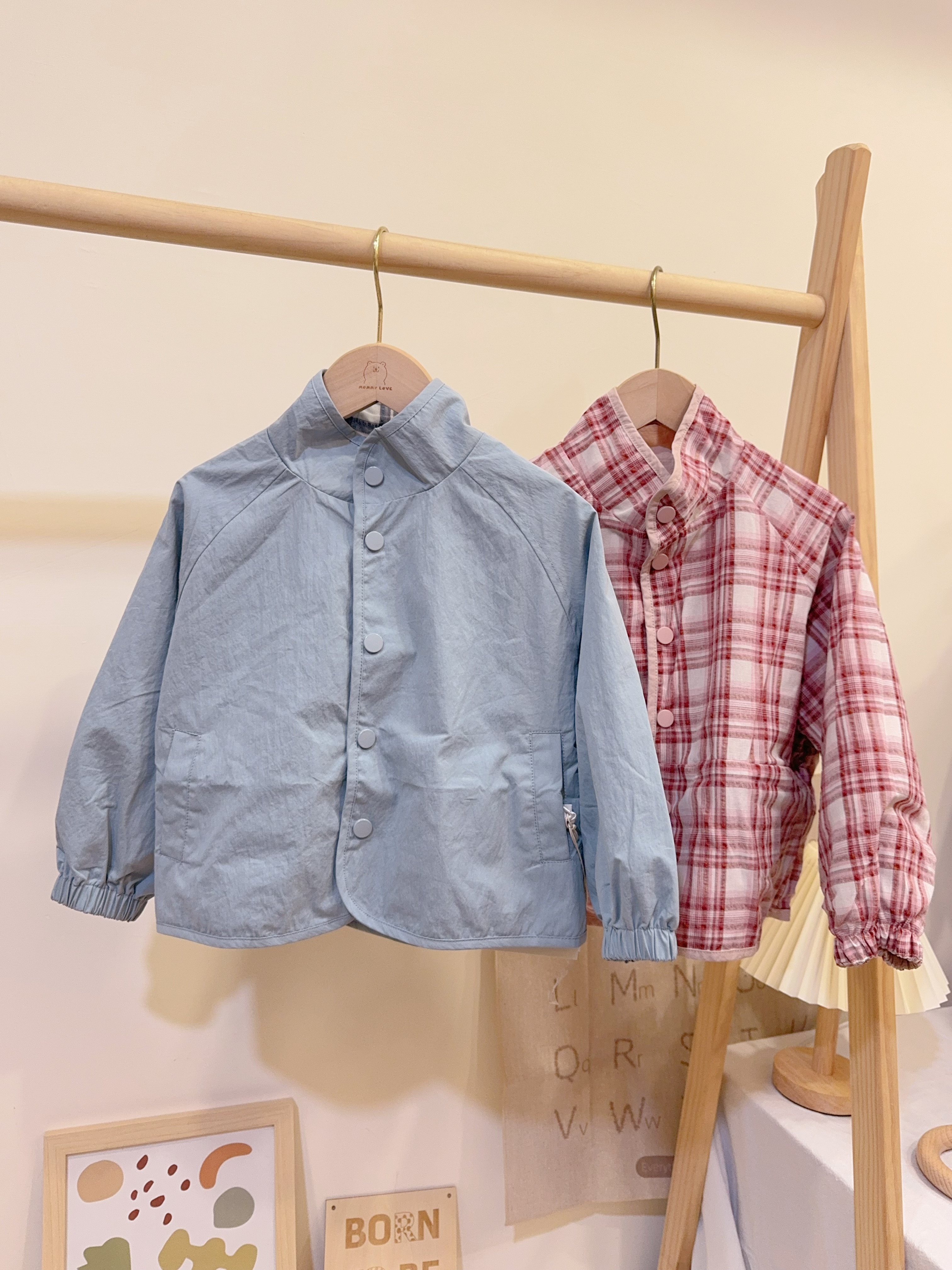 55321雙面穿格子立領外套c16