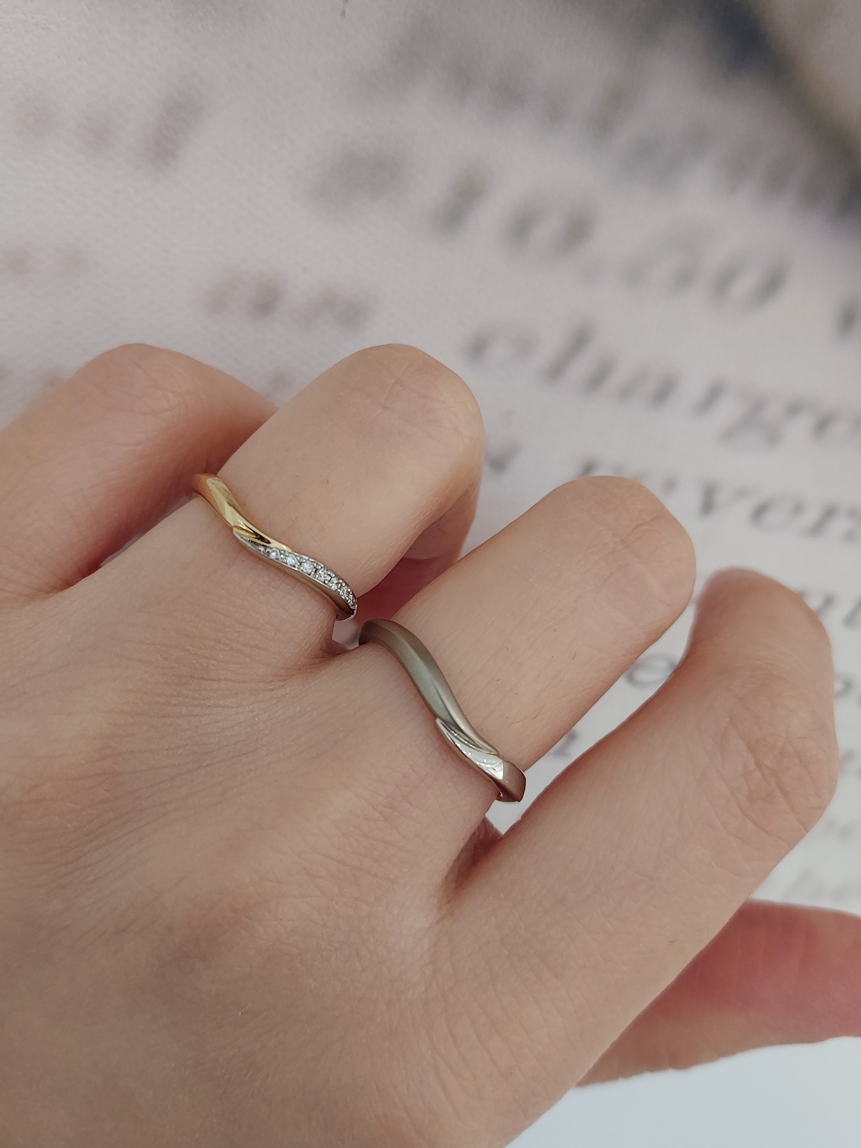 日本PT900鉑金/18K香檳金/18K白金天然鑽石結婚戒指 - 永遠