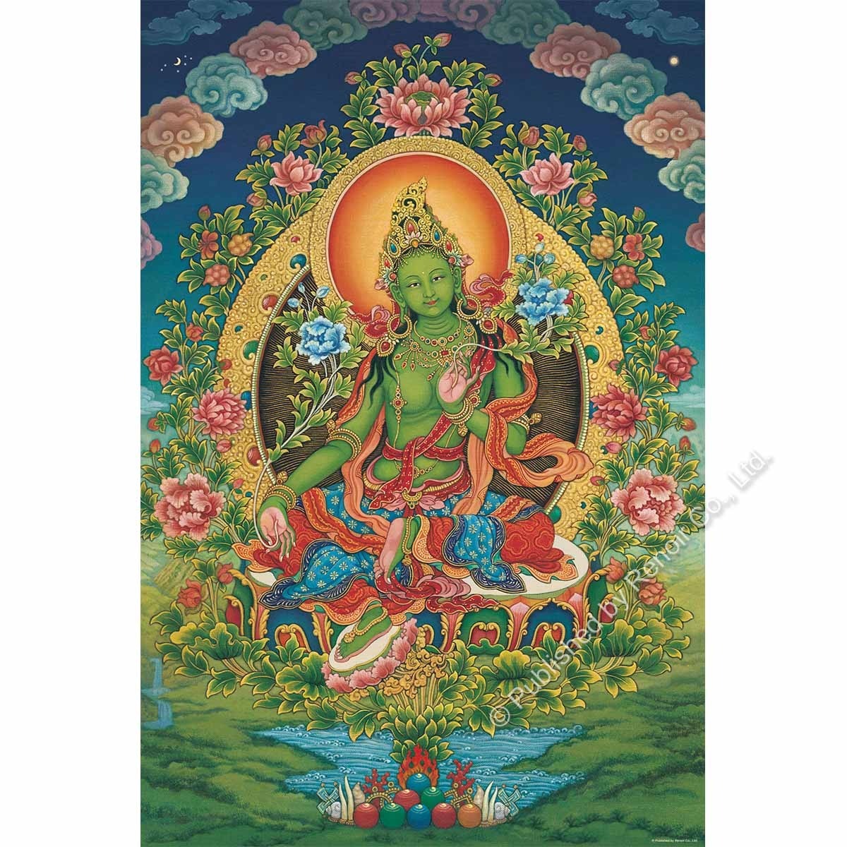 【雷諾瓦拼圖】綠度母/唐卡/傳悅/金漆