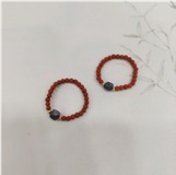 kkss250802940  南红全紫米戒  尺寸约16～17指围，珠子大小约3~4mm，克重约0.6g