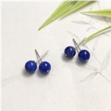 kkss250318960 冰种宝蓝圆珠耳钉（亮色）  尺寸：约6mm，克重约0.8～1g