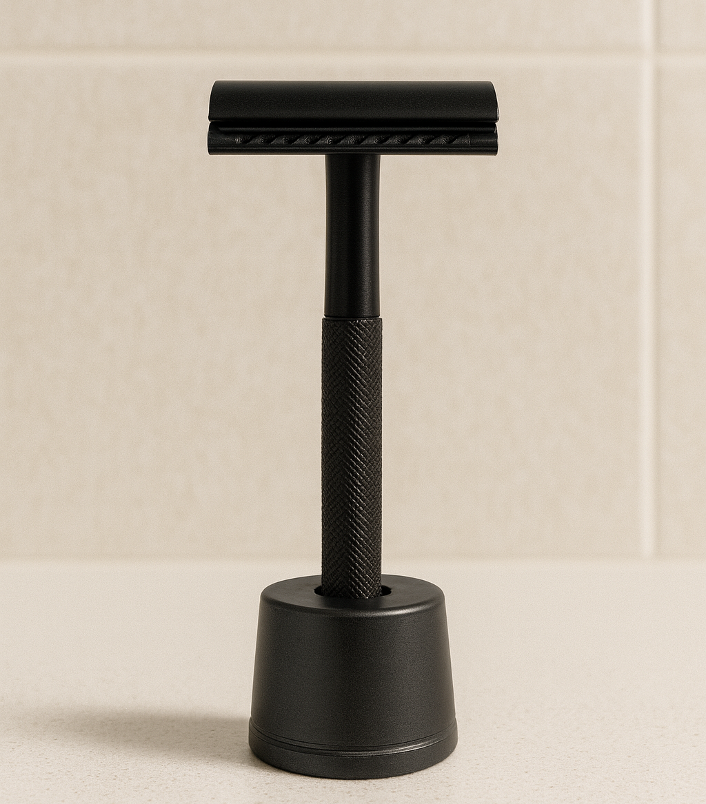 【綠印生活】手動三件式安全刮鬍/除毛刀｜刀身＋底座＋刀片10入