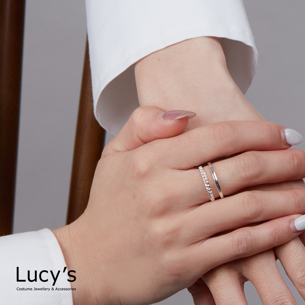 925純銀 鍊條雙線 開口戒 (124360)