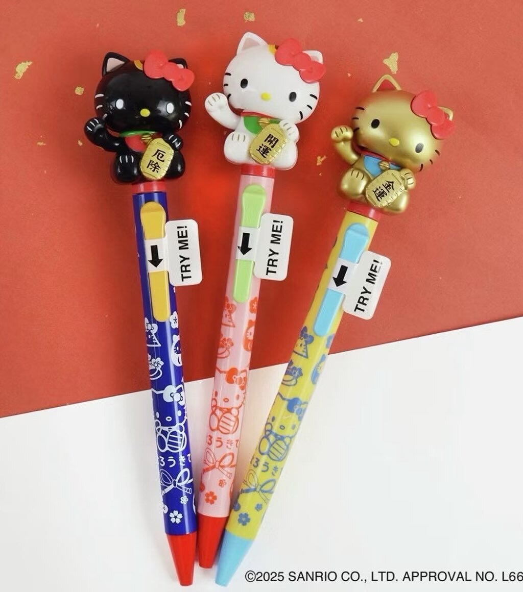 現貨┃日本製 三麗鷗 Hello Kitty 可動 招財貓 開運 原子筆