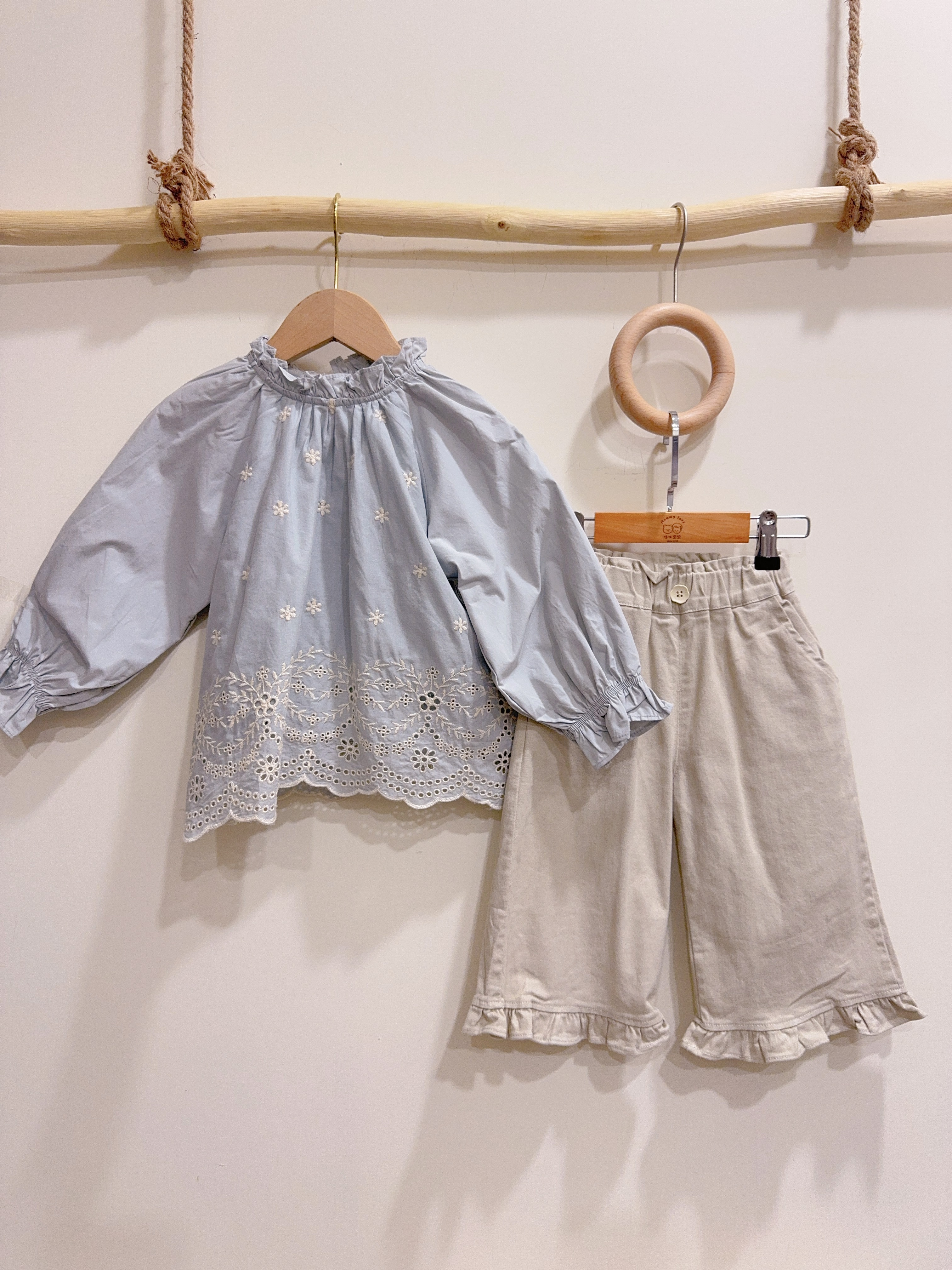 Ｑ010水藍燒花氣質上衣c12