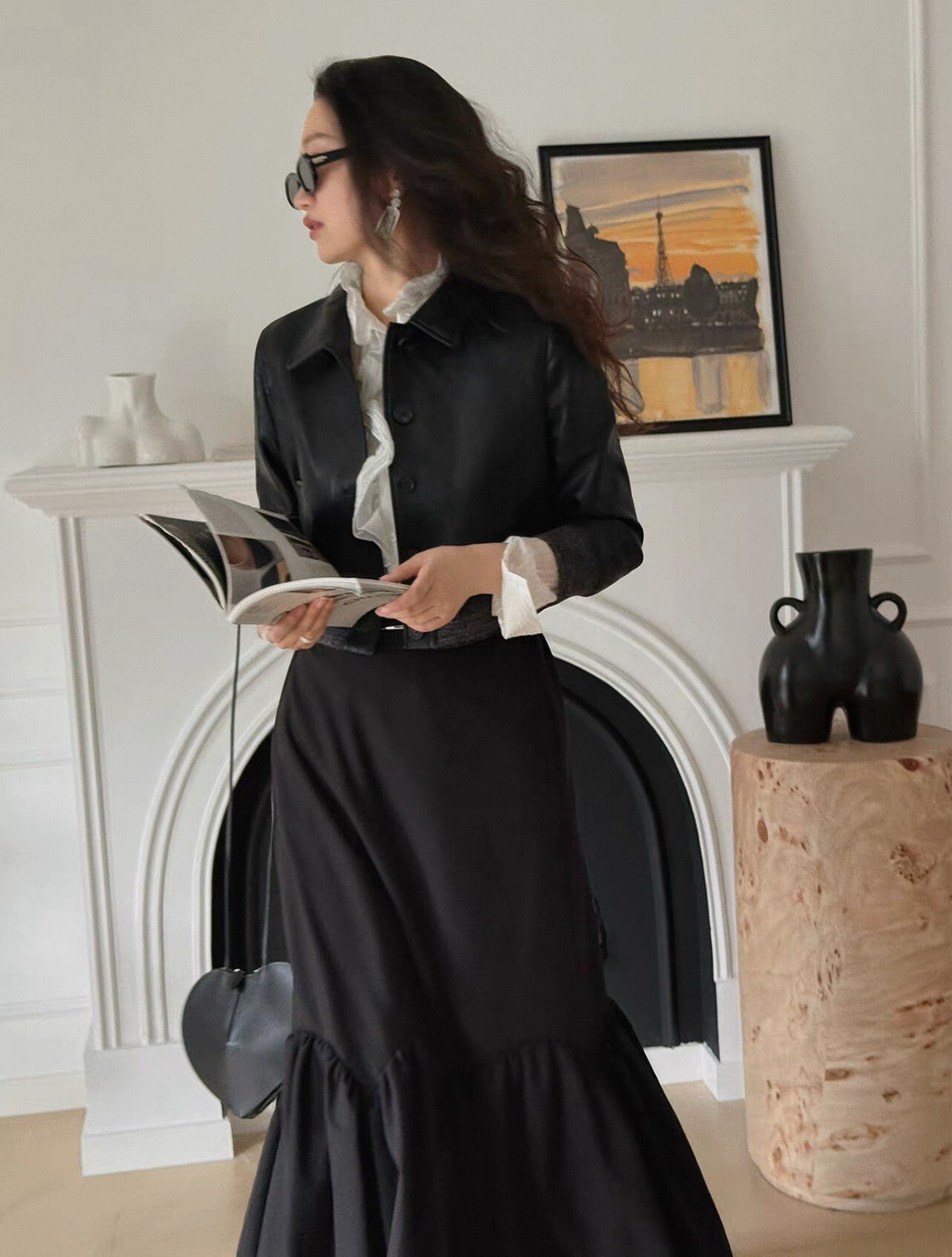 經典黑氣質感修身魚尾裙長裙-XS-L (Elegant & Love)