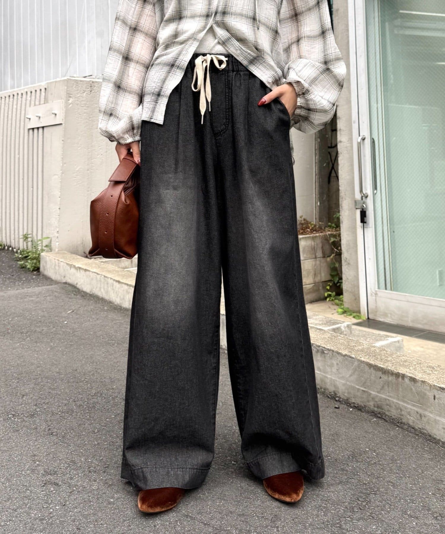 CIAOPANIC TYPY(チャオパニックティピー)  【低身長・高身長対応/サイズ展開あり】【新色追加】スタイルアップ柔らかワイドイージーパンツ黑S（TYZ1051503A0001）