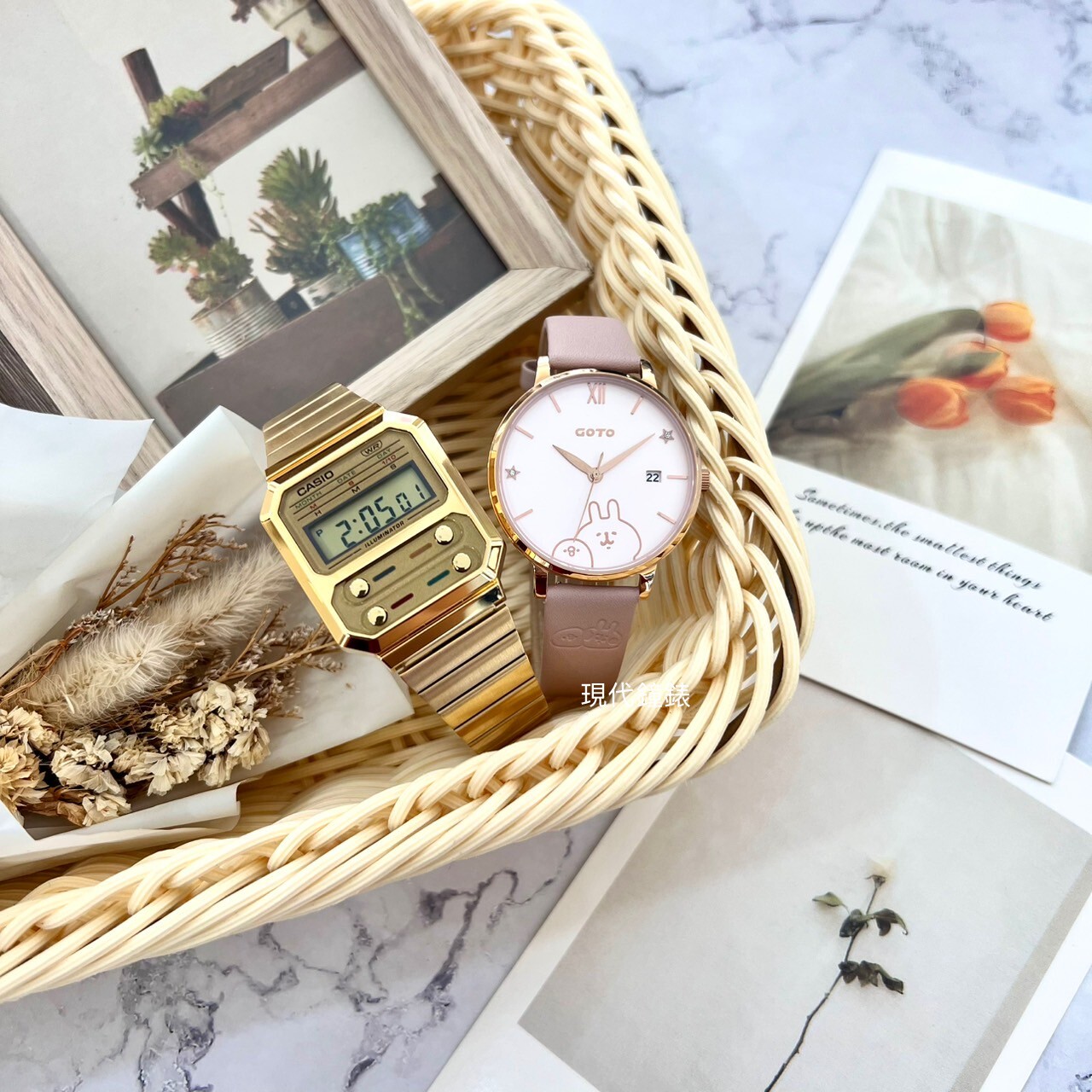 【CASIO&GOTO】 復古電子錶&卡娜赫拉聯名款套組 A100WEG-9A//GL0099B-48-841 32.7mm/37mm 現代鐘錶