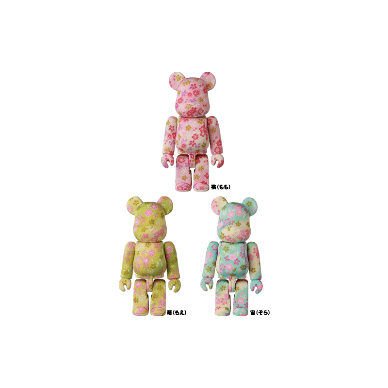 木目込みBE@RBRICK 桃(もも)／萌(もえ)／宙(そら) 100％ BE@RBRICK