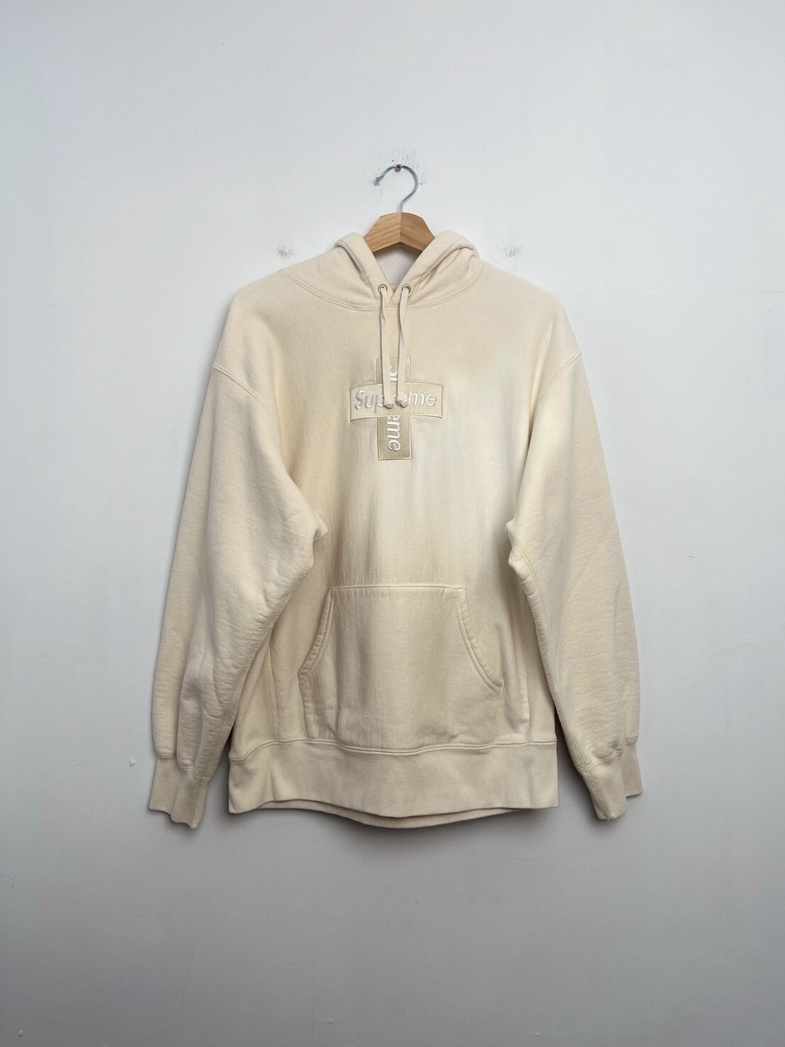 SUPREME Hoodie Cotton Cream Cross Box Logo Hoodie SIZE M