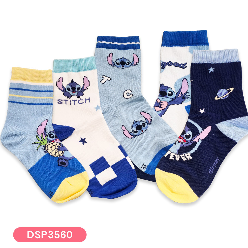 【虎兒寶】迪士尼系列 卡通造型兒童短襪 5雙組 - 史迪奇 童襪  ( DSP3560 )