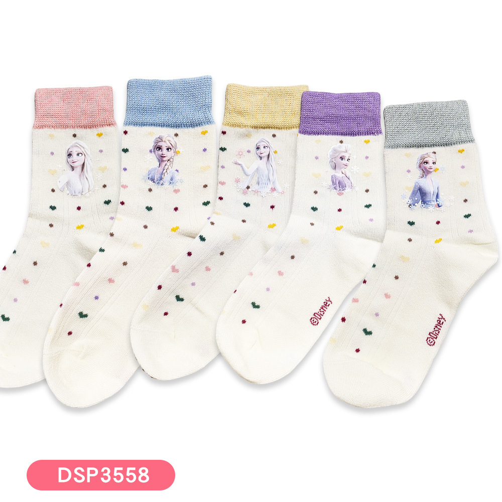 【虎兒寶】迪士尼系列 卡通造型兒童短襪 5雙組 - 冰雪公主 童襪  ( DSP3558 )