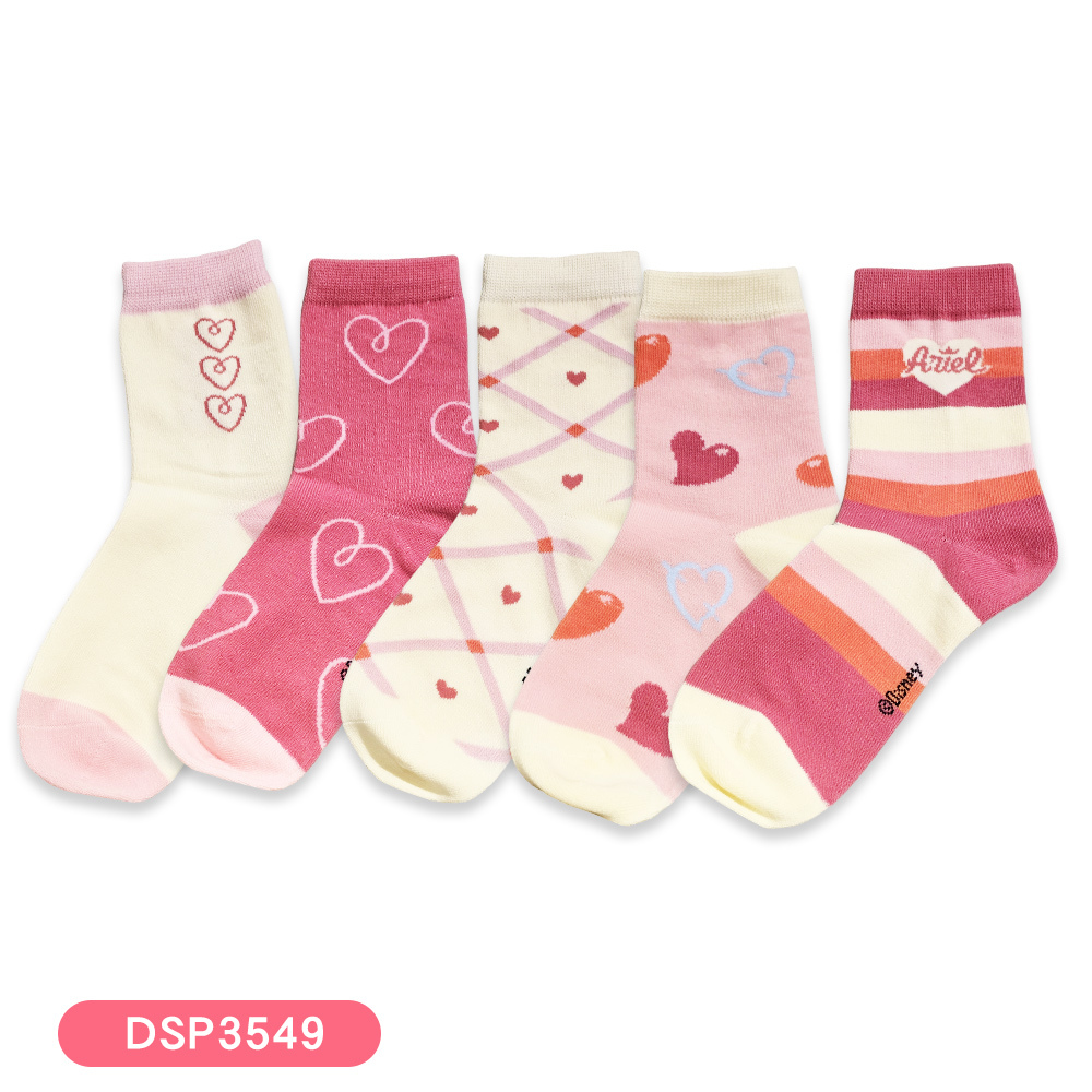 【虎兒寶】迪士尼系列 卡通造型兒童短襪 5雙組 - 愛心 童襪  ( DSP3549 )