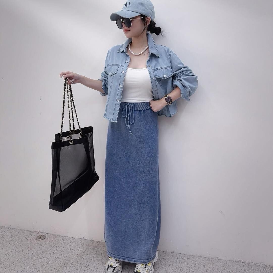 【休閒百搭的牛仔立體車線剪裁襯衫】（現貨）