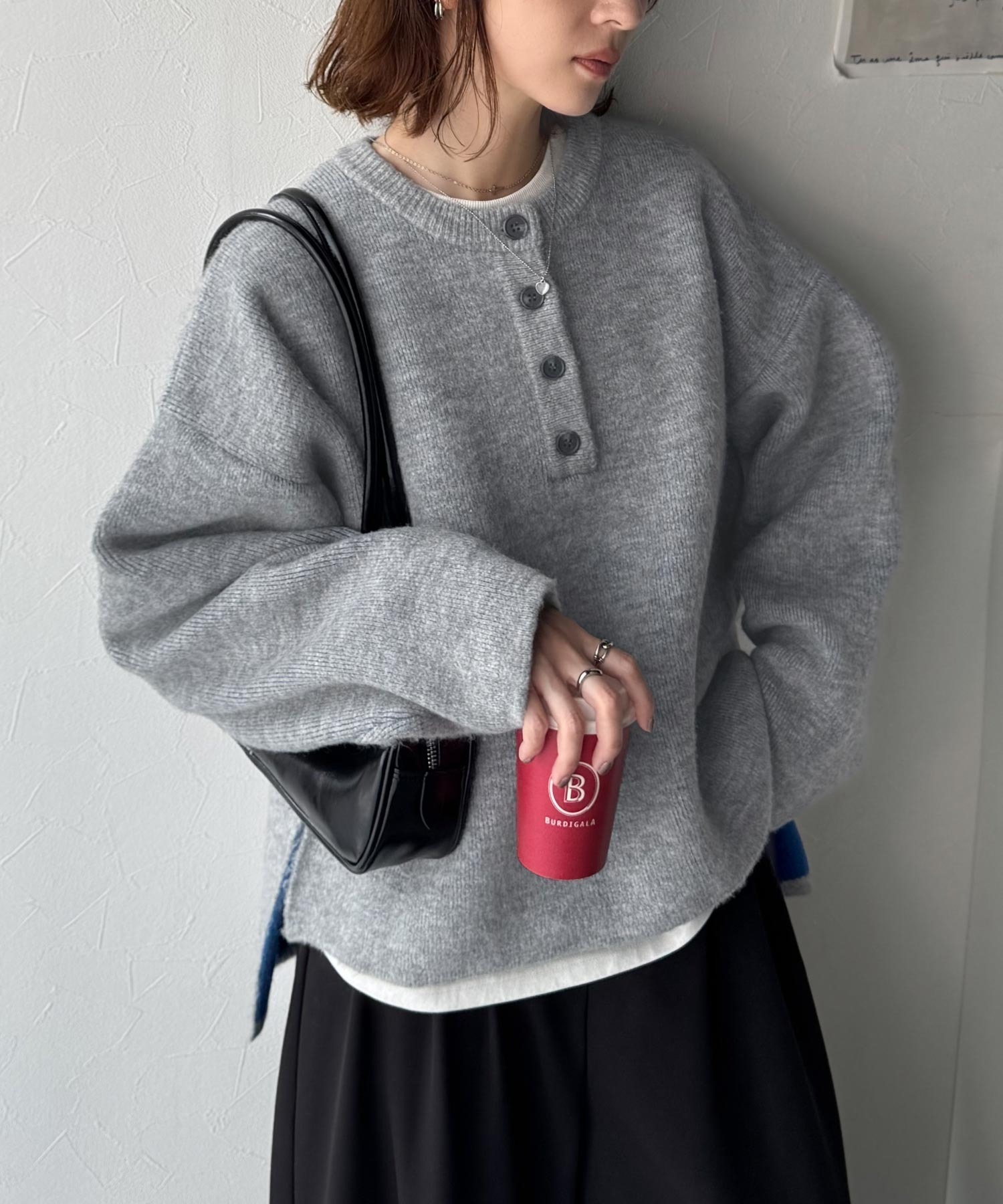 🇯🇵 日系品牌 Classical ElF. 圓領撞色 針織衫 針織毛衣 排扣 反折設計 長袖 / 預購