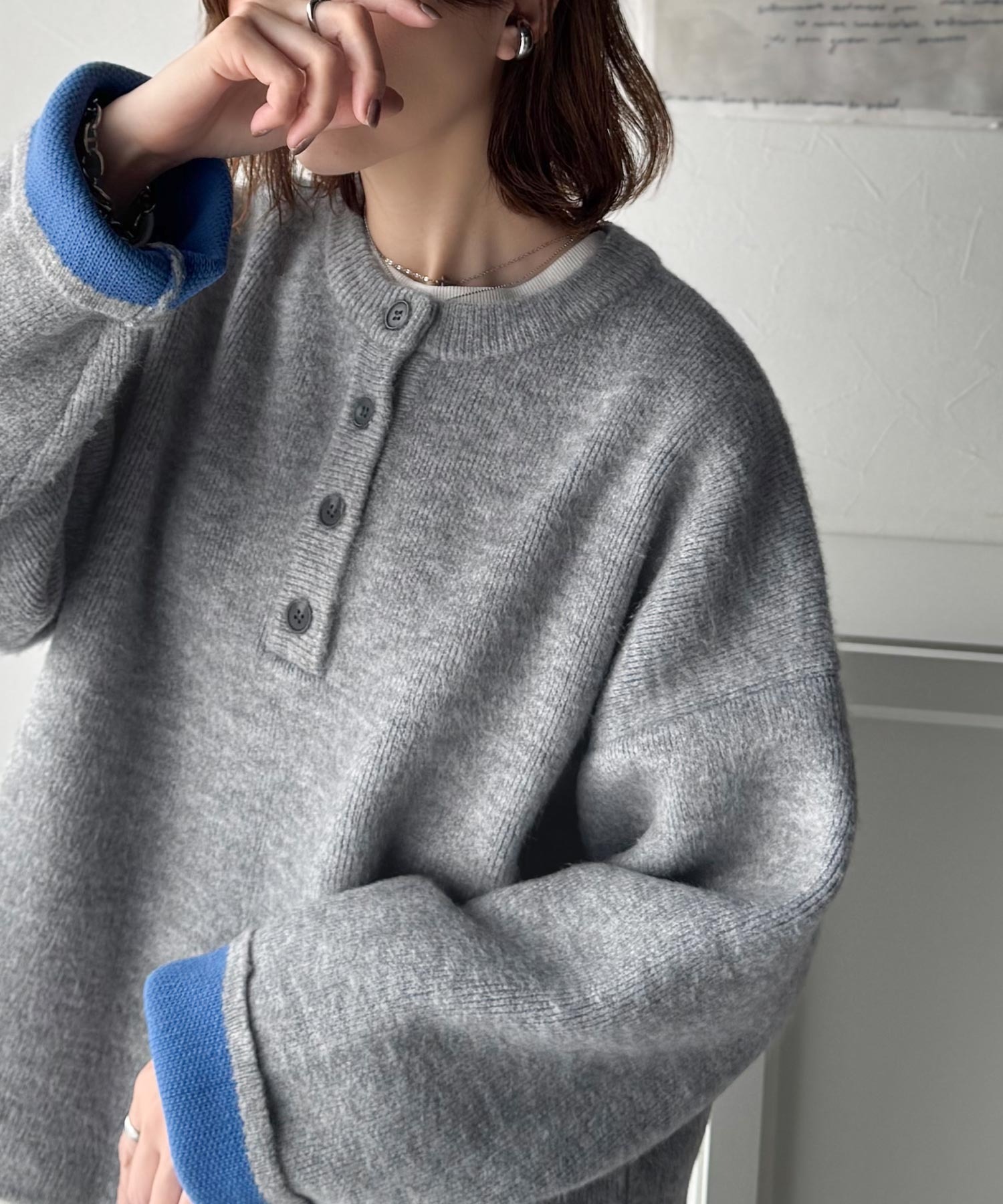 🇯🇵 日系品牌 Classical ElF. 圓領撞色 針織衫 針織毛衣 排扣 反折設計 長袖 / 預購