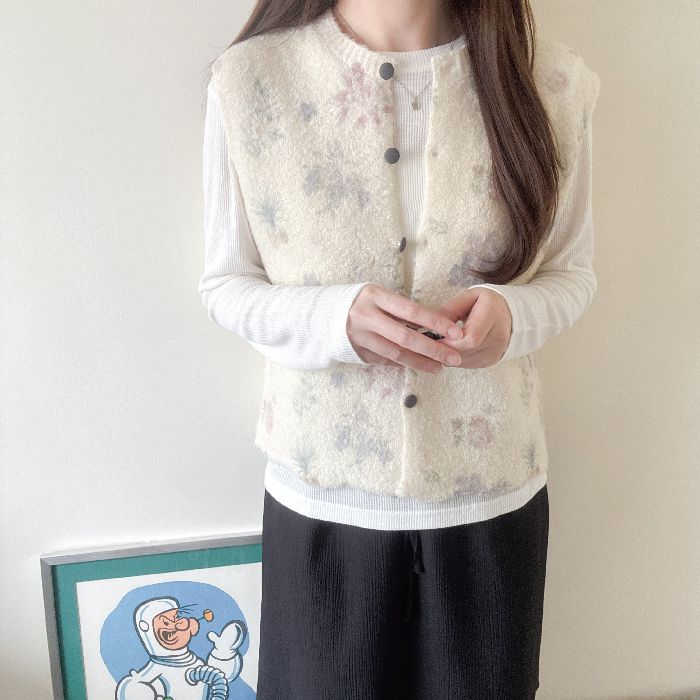 奶油Pastel毛衣背心