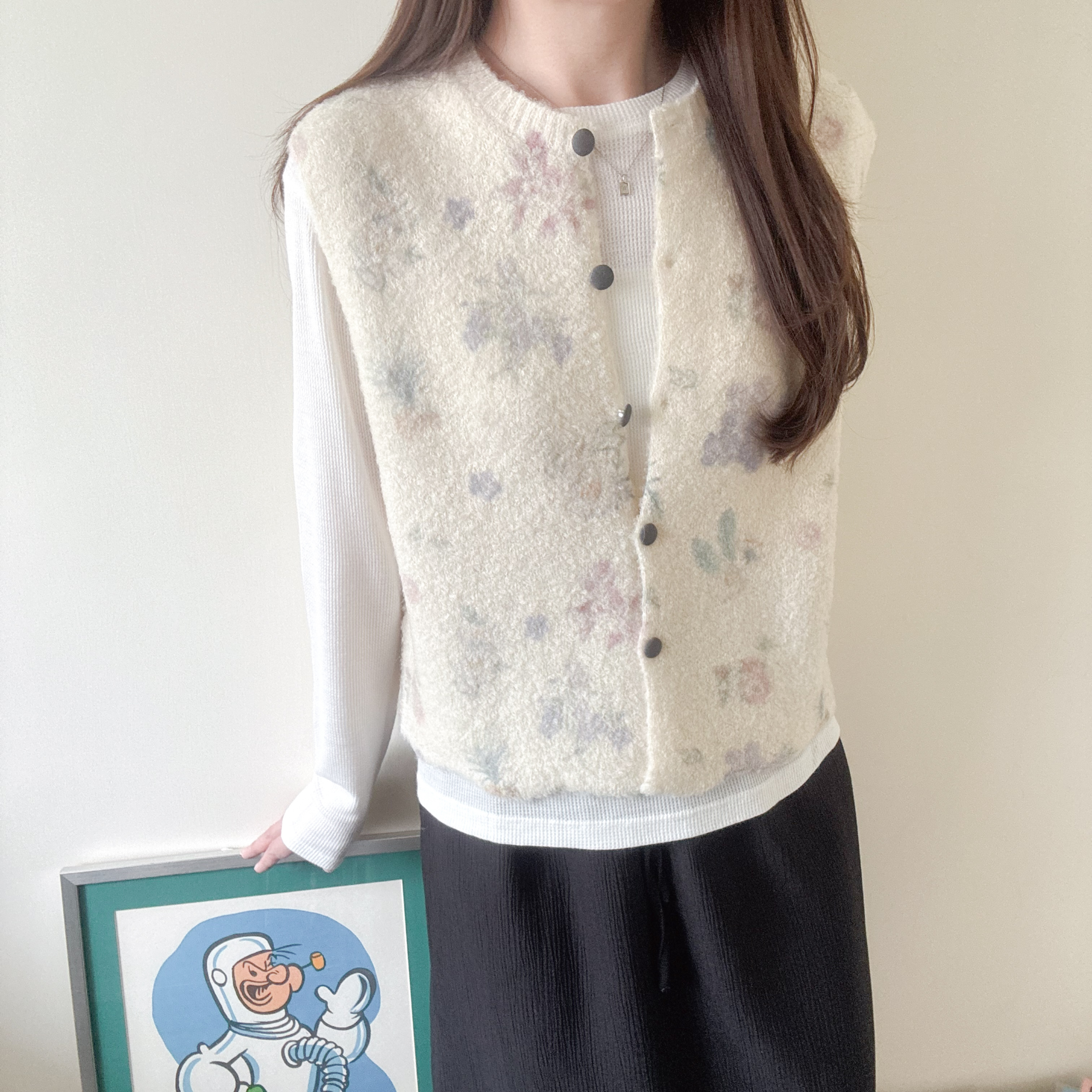 奶油Pastel毛衣背心