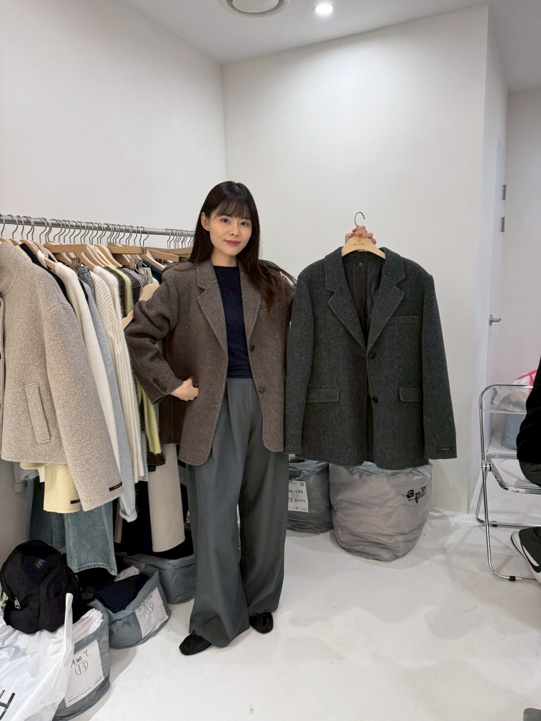 MB5007 人字暗紋混色厚實大衣*手工制*