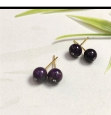 KKss2508119200   帝王紫耳钉6mm   尺寸：针长1cm，珠子大小约6mm+，克重约0.7~1g