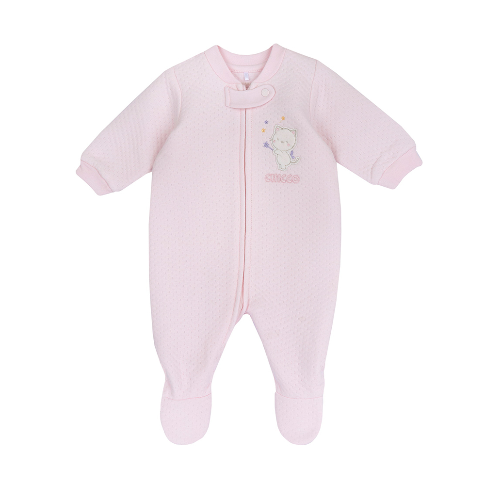 粉彩-夾棉繡圖前開兔裝(粉)