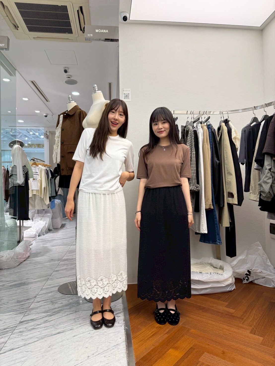 MK5001 毛巾質感蕾絲邊全橡筋腰半裙