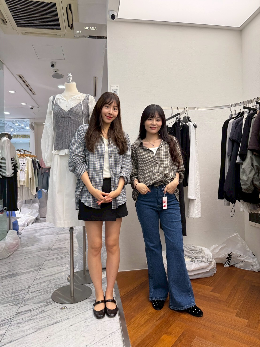 MK5038 偵探款格仔紋後綁帶恤衫