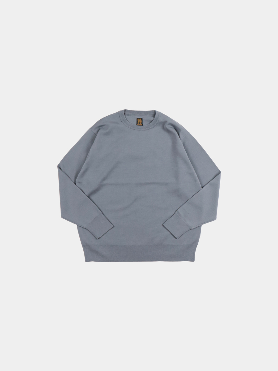 Batoner 32g Wool Smooth Classic Crew Neck Sax Gray
