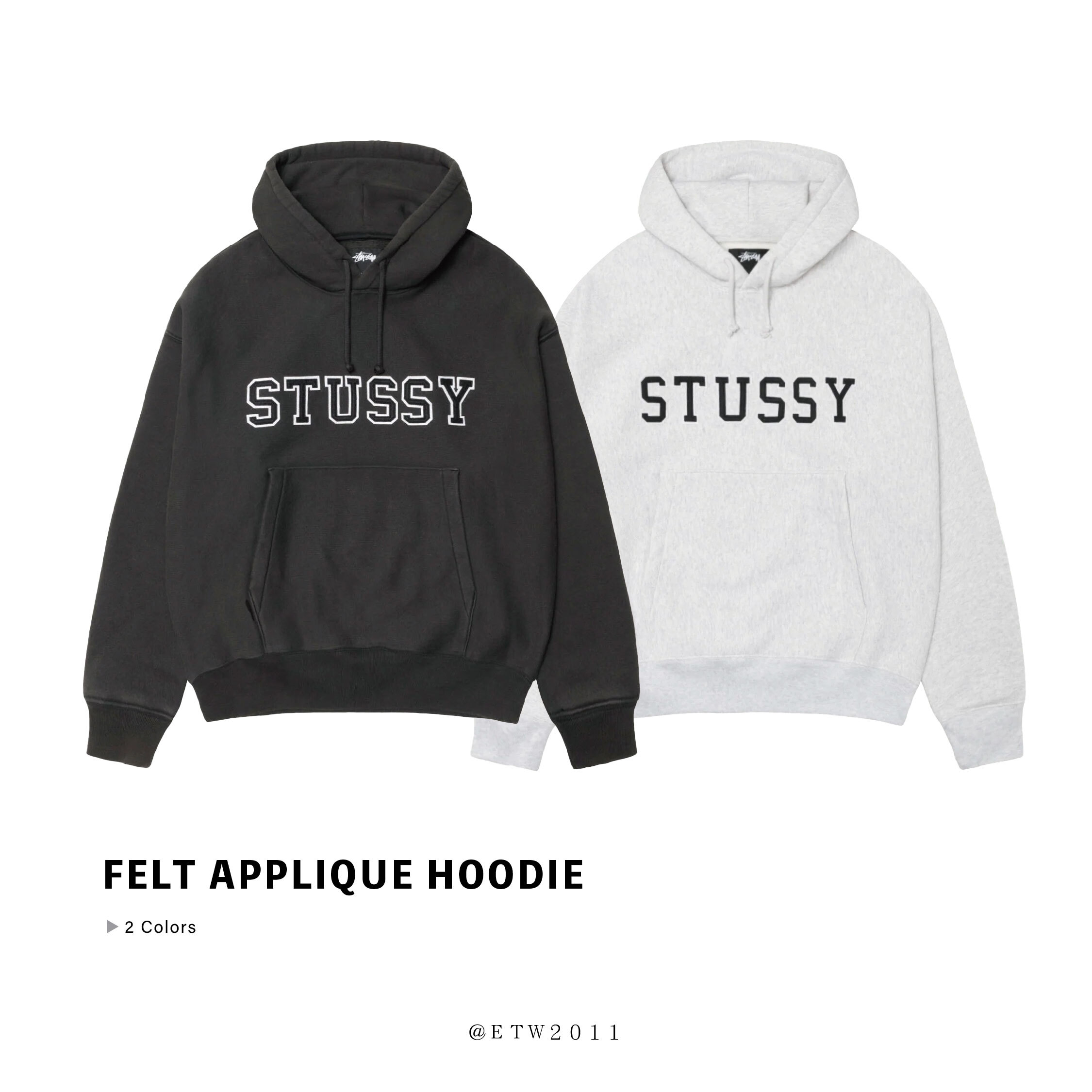 ☆ETW☆【EASY TO WEAR】Stussy 25FW FELT APPLIQUE HOODIE 秋冬 帽T 長袖 字體
