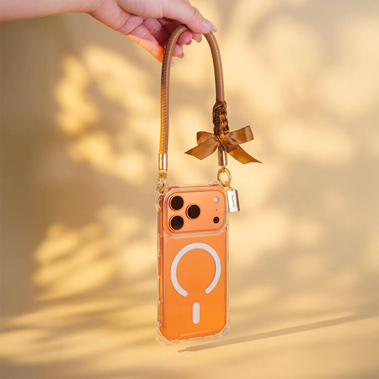 蝴蝶結緞帶皮革繩 (棕咖) 皮革手腕繩 手機掛繩 短掛繩