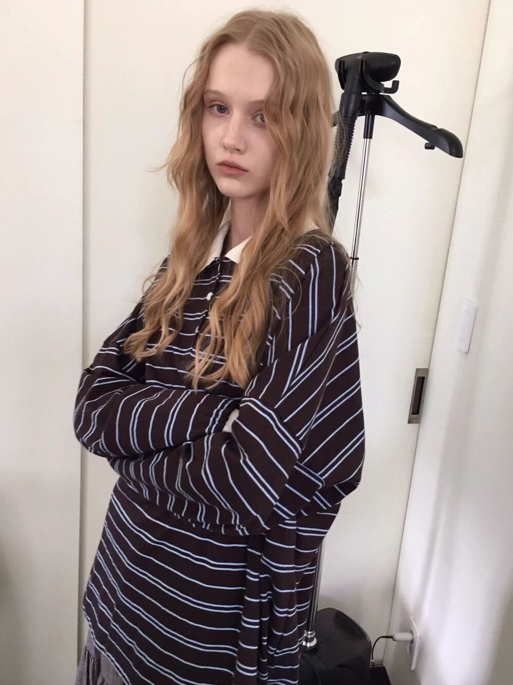 25F212 法式慵懶polo領條紋棉Tee (自留大推)