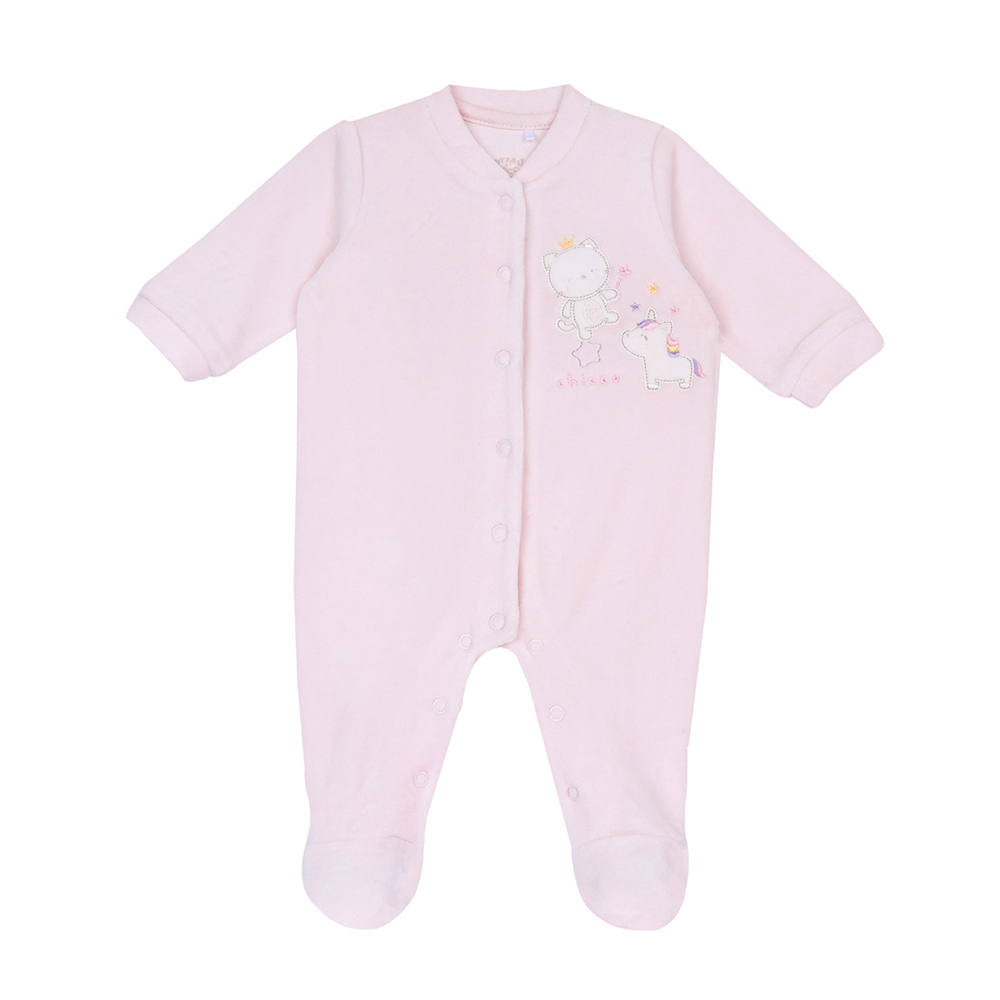 粉彩-剪毛絨繡圖前開兔裝(粉）