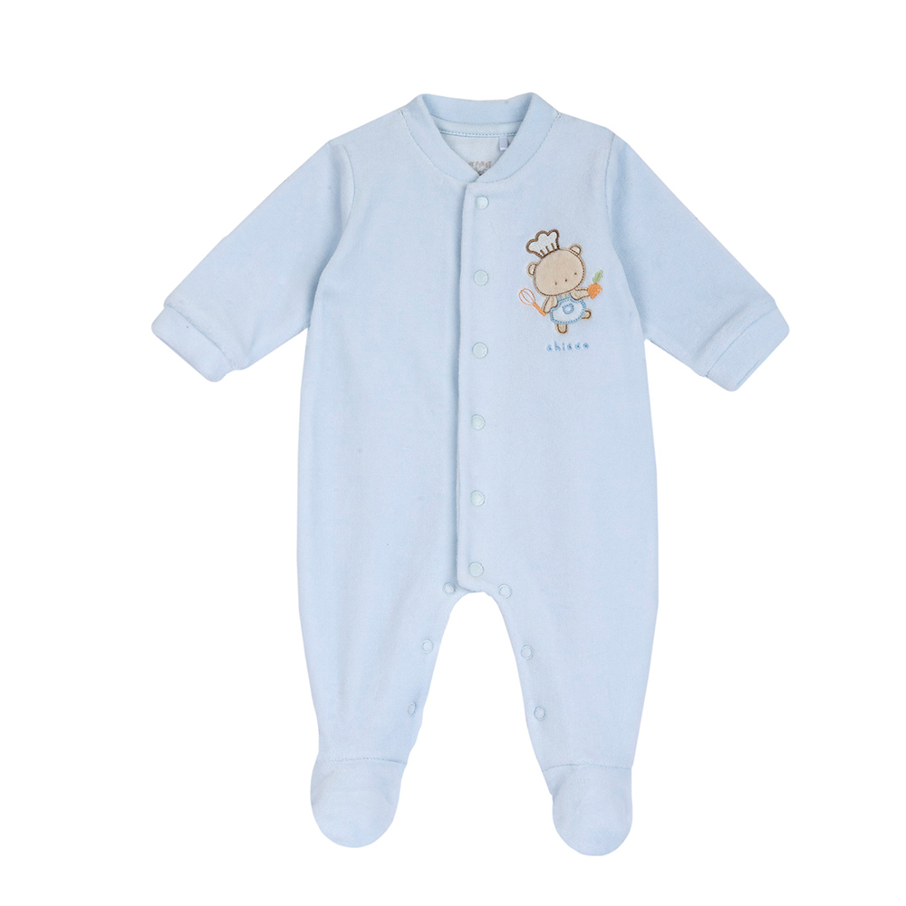 粉彩-剪毛絨繡圖前開兔裝(藍）