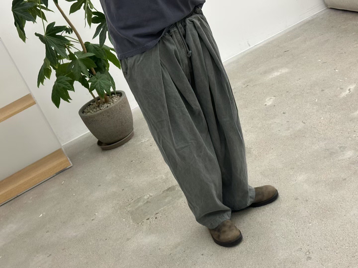 抽繩開褶水洗褲