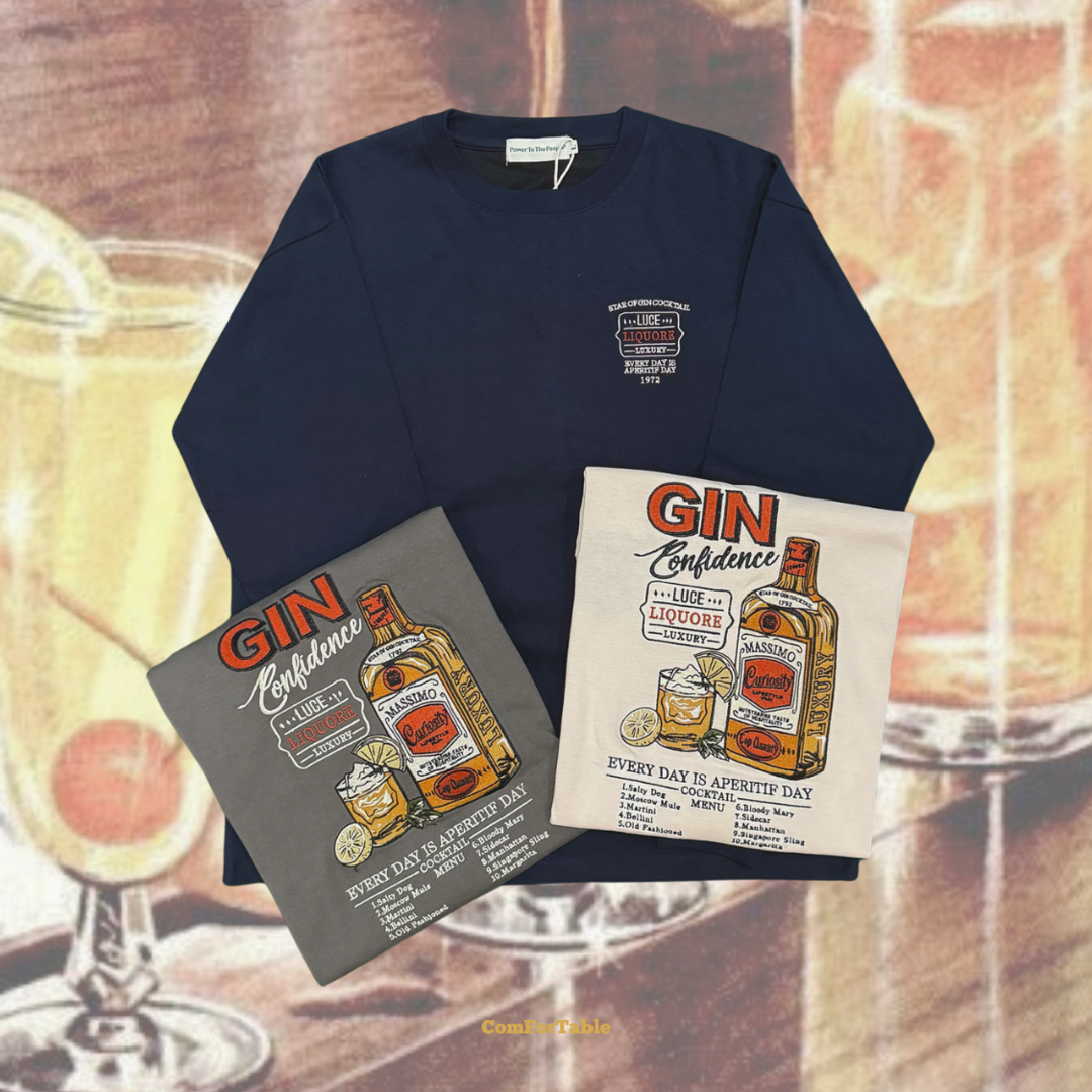 【POWER TO THE PEOPLE】雞尾酒刺繡長袖TEE