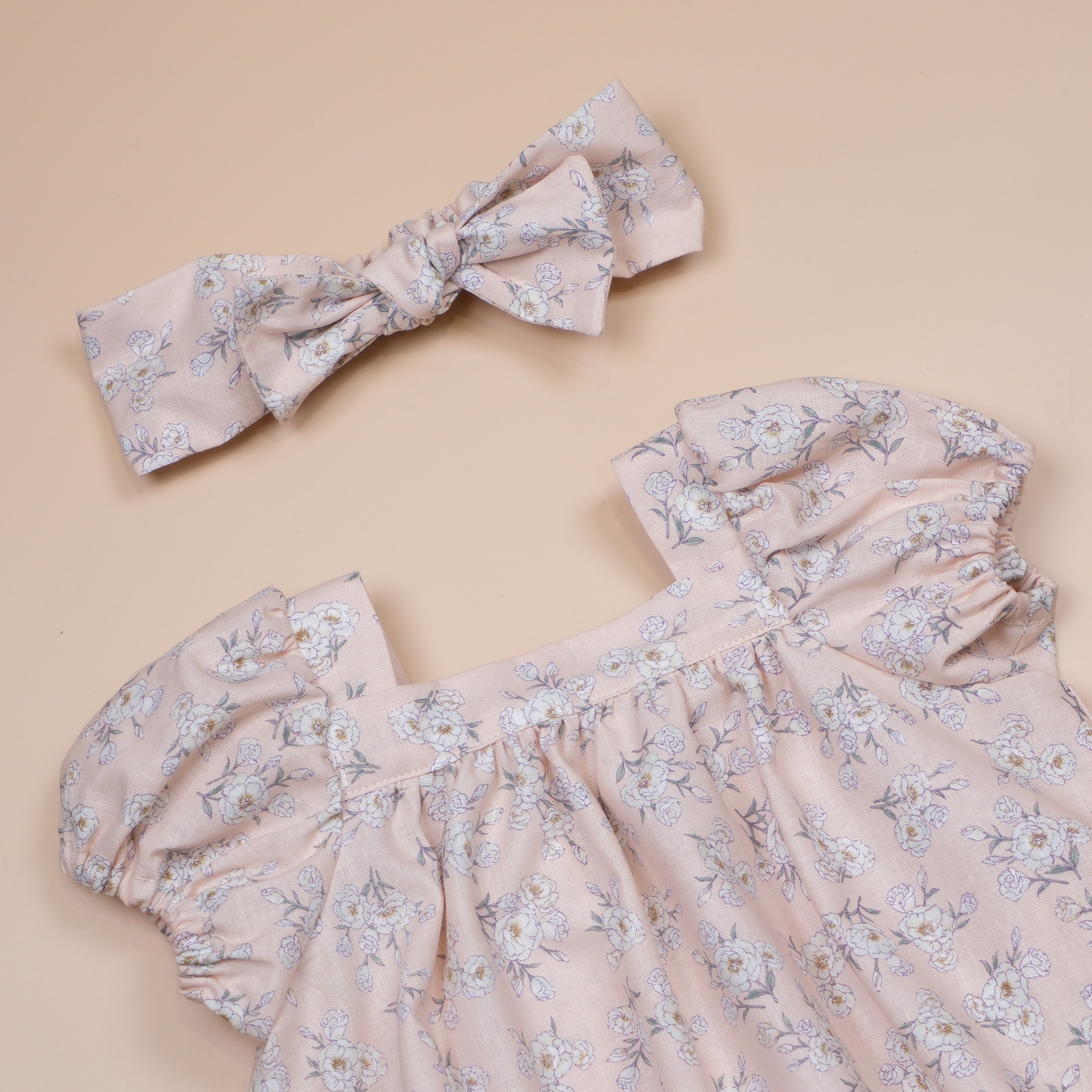 圓夢寶盒系列 ✪ 粉膚洋桔梗 ✪ 手作嬰幼包袖包屁衣