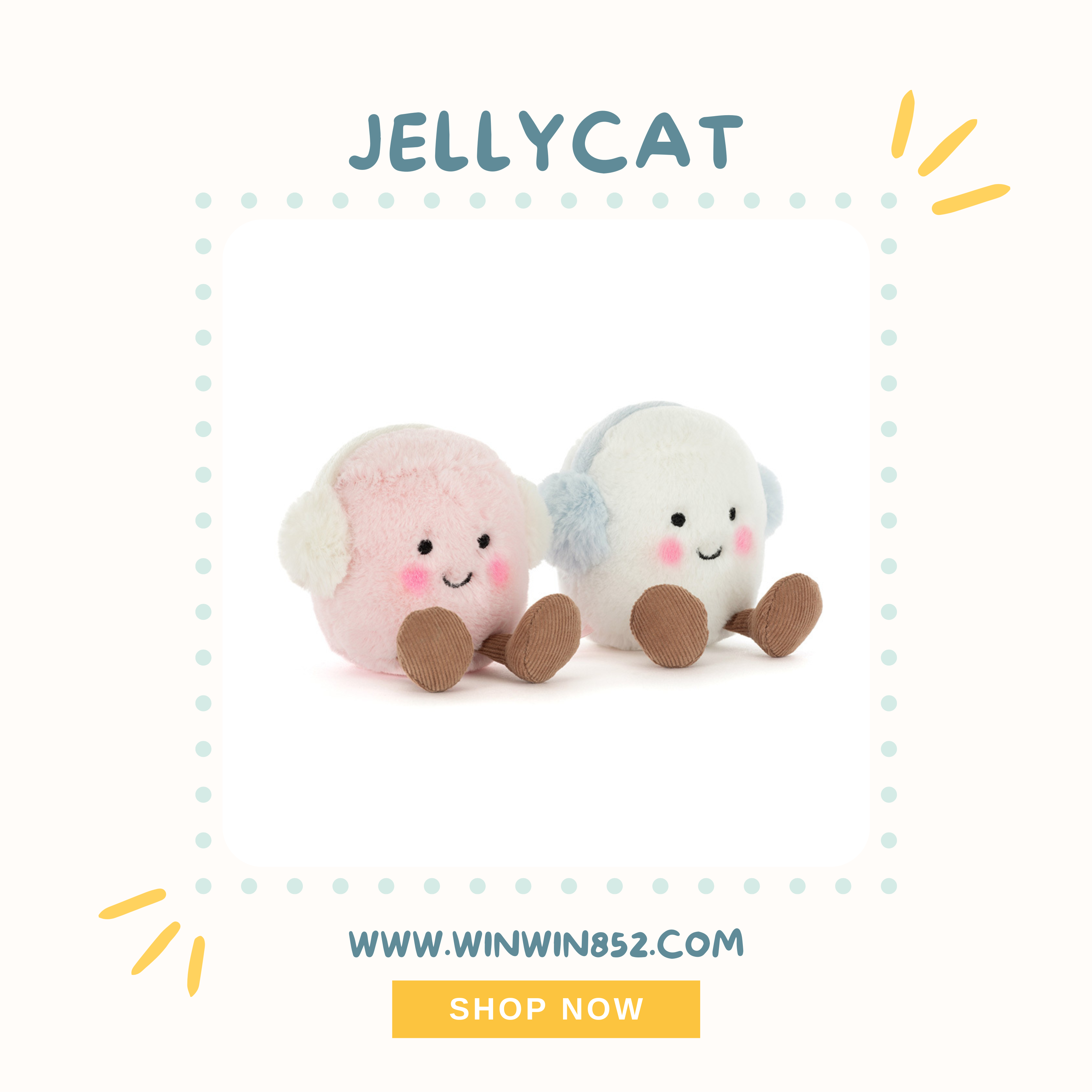 Jellycat Amuseables Toastie Pink and White Marshmallows