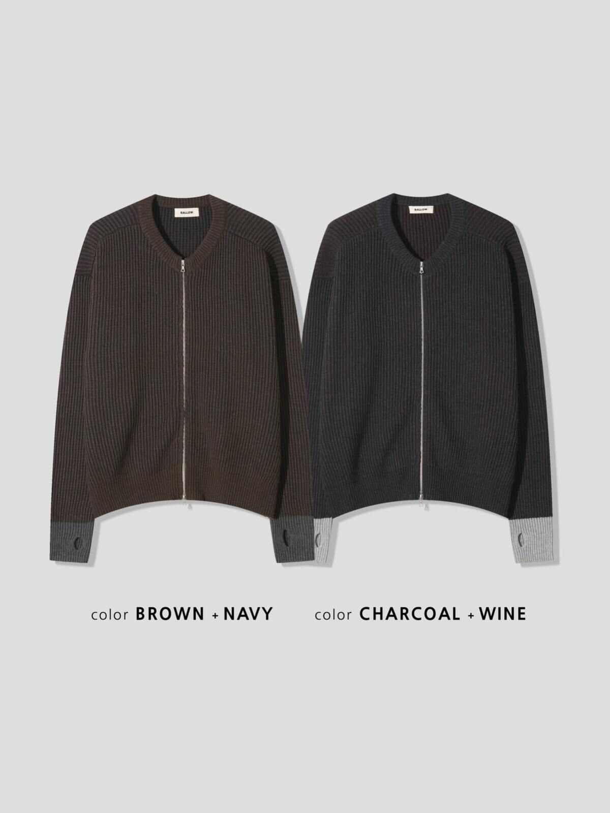 淨色拉鍊針織外套 BALLOW-011JK