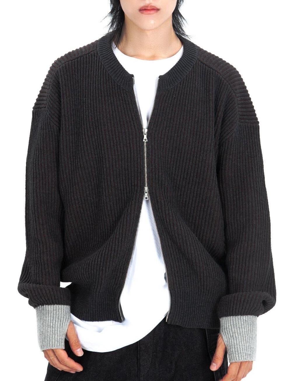 淨色拉鍊針織外套 BALLOW-011JK