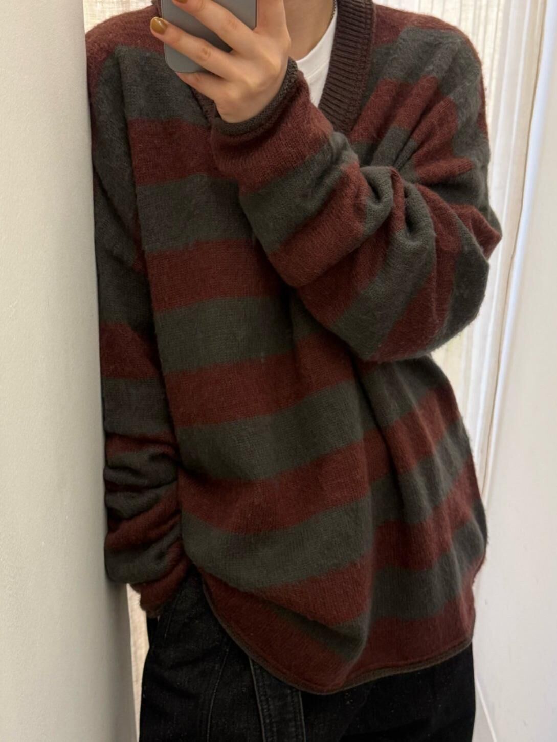 V領橫間長袖針織衫 BALLOW-014T